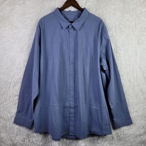 Fresh Clean Threads Mens 3XL Stone Blue Long Sleeve Button Up Chambray Ethical